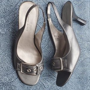 Etienne Aigner ankle strap kitten heel sandals